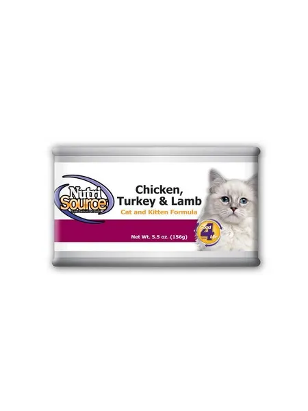12/5 oz. Nutrisource Chicken, Turkey & Lamb Cat/Kitten Canned - Treat